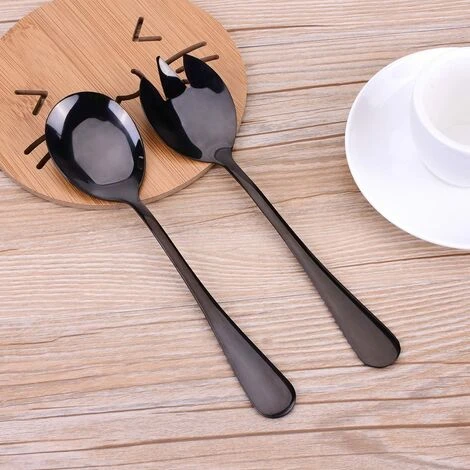 ILOVEMILAN Couverts à Salade Cuillère à Salade En Acier Inoxydable Cuillère Noire + Fourchette 2pcs 4 ILOVEMILAN Couverts à Salade Cuillère à Salade En Acier Inoxydable Cuillère Noire + Fourchette 2pcs – Image 4