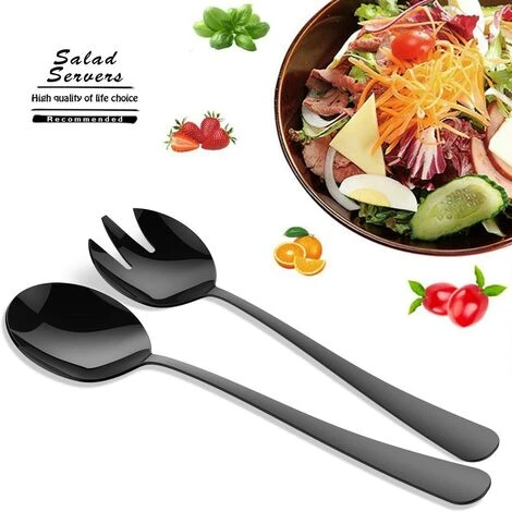 ILOVEMILAN Couverts à Salade Cuillère à Salade En Acier Inoxydable Cuillère Noire + Fourchette 2pcs 5 ILOVEMILAN Couverts à Salade Cuillère à Salade En Acier Inoxydable Cuillère Noire + Fourchette 2pcs – Image 5