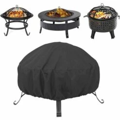 SUNFLOWER Housses Pour Braséro Rond Housse De Barbecue Heavy Duty 210D Oxford Tissu Imperméable Coupe-Vent Anti-UV Housse De Chauffage De Jardin Extérieur (L: 122 * 45 Cm)