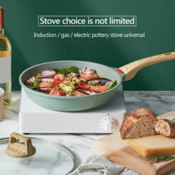 ASUPERMALL Poele A Frire A Induction Poele A Pain Maifan Pierre Antiadhesive Poele A Frire Avec Manche En Bois Poele A Omelette Pour Bebe Enfants Cuisson Des Aliments, 24Cm Type 1 - 24Cm Type 1 -Accessoires de barbecue Soldes 39861185 4