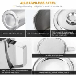 ABCRITAL Récipient À Graisse Avec Passoire À Graisse En Acier Inoxydable Parfait Comme Support De Graisse De Casserole, Garde D'Huile De Cuisson Et Stockage -Accessoires de barbecue Soldes 40001995 4