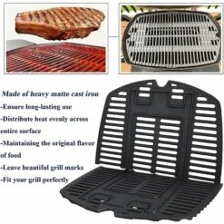 GFTIME 43 X 32CM 7644 Grille De Cuisson En Fonte Accessoires Pour Barbecue Weber Q100, Q1000, Q1200, Q1400 Grille à Gaz Pièces De Rechange, Ne Convient Pas Aux Grilles De La Série Weber Q200 Q300, Paquet 2 -Accessoires de barbecue Soldes 40256328 5