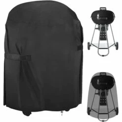 TRIOMPHE TTIO Bâche De Protection Barbecue, Bâche Barbecue Ronde, Protection Barbecue Exterieur, Housse De Barbecue Convient La Plupart Des Grill, 77 X 90 Cm, Noir