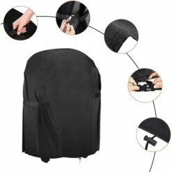 TRIOMPHE TTIO Bâche De Protection Barbecue, Bâche Barbecue Ronde, Protection Barbecue Exterieur, Housse De Barbecue Convient La Plupart Des Grill, 77 X 90 Cm, Noir -Accessoires de barbecue Soldes 40455287 3