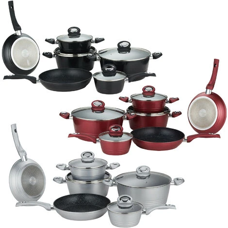 HERZBERG COOKING Herzberg HG-8079: Batterie De Cuisine Forgée De 10 Pièces Bordeaux - Rouge 2 HERZBERG COOKING Herzberg HG-8079: Batterie De Cuisine Forgée De 10 Pièces Bordeaux - Rouge – Image 2