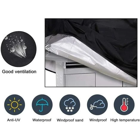 VERSAILLESFR Housse Barbecue(77 X 58 Cm), Rond Housse Bâche De Protection BBQ Couverture Anti-poussière Anti-UV Anti-Pluie Pour Grill à Gaz Électrique Jardin Patio Weber Avec Sac De Rangement(Noir) 2 VERSAILLESFR Housse Barbecue(77 X 58 Cm), Rond Housse Bâche De Protection BBQ Couverture Anti-poussière Anti-UV Anti-Pluie Pour Grill à Gaz Électrique Jardin Patio Weber Avec Sac De Rangement(Noir) â Image 2