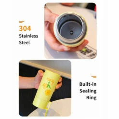 HAPPYSHOPPING 150 Ml Mini Tasse Thermos Bouteille D'eau Thermique Avec Sangle Bouteille D'eau Portable Etanche Aux Fuites En Acier Inoxydable Flacons Sous Vide Bouteille Pour Voyage En Plein Air Gym Fitness, Modele: Jaune - Modele:Jaune -Accessoires de barbecue Soldes 42056886 5