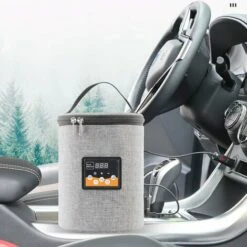 HAPPYSHOPPING Four Portable 12V Rechauffeur De Nourriture Pour Voiture Mini Four Personnel Avec Affichage Numerique Temperature Prereglee Chauffage De Voiture Electrique Boite A Lunch Pour Road Trip Camping Pique-Nique En Deplacement Travail De Bureau,Modele:Gris -Accessoires de barbecue Soldes 42092347 3