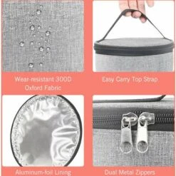 HAPPYSHOPPING Four Portable 12V Rechauffeur De Nourriture Pour Voiture Mini Four Personnel Avec Affichage Numerique Temperature Prereglee Chauffage De Voiture Electrique Boite A Lunch Pour Road Trip Camping Pique-Nique En Deplacement Travail De Bureau,Modele:Gris -Accessoires de barbecue Soldes 42092347 5