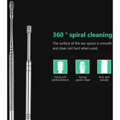 HAPPYSHOPPING 6pcs Ear Pick Set En Acier Inoxydable Earpick Cire D'oreille Curette Remover Oreille Cleaner Cuillere Spirale Oreille Nettoyer Outil Avec CaseSilver 6PCS, Modele: Silver 6PCS - Modele:Argent 6PCS -Accessoires de barbecue Soldes 42450414 3