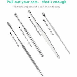 HAPPYSHOPPING 6pcs Ear Pick Set En Acier Inoxydable Earpick Cire D'oreille Curette Remover Oreille Cleaner Cuillere Spirale Oreille Nettoyer Outil Avec CaseSilver 6PCS, Modele: Silver 6PCS - Modele:Argent 6PCS -Accessoires de barbecue Soldes 42450414 5