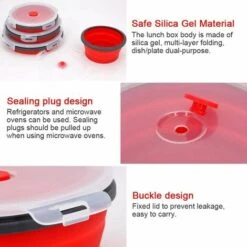 4PC Récipient Rond De Stockage De Nourriture En Silicone Avec Couvercle Sac De Rangement Pour Réfrigérateur-sans BPA, Adapté Au Four à Micro-ondes Lave-vaisselle Congélateur, Solution RV -Accessoires de barbecue Soldes 42754709 5