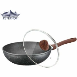 Peterhof PH-25325-28 : Wok De Revêtement En Marbre De 28 Cm Avec Couvercle En Verre -Accessoires de barbecue Soldes 42871039 4