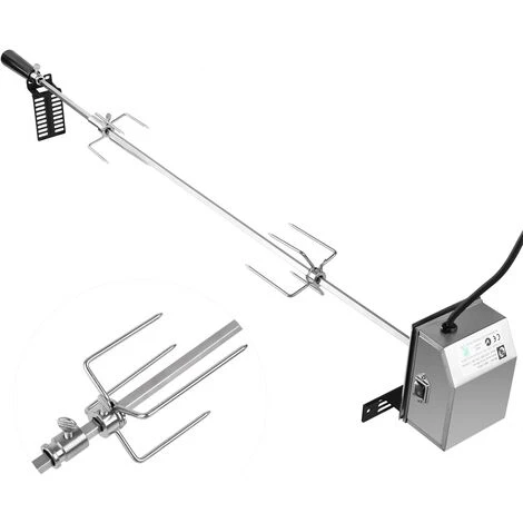 FEMOR 107CM BBQ Tournebroche Avec Moteur 4W 220-240V 50Hz Électrique Automatique Rotatif En Acier Inoxydable Pour Grill Barbecue, Certification CE, LFGB, Argent 1 FEMOR 107CM BBQ Tournebroche Avec Moteur 4W 220-240V 50Hz Électrique Automatique Rotatif En Acier Inoxydable Pour Grill Barbecue, Certification CE, LFGB, Argent