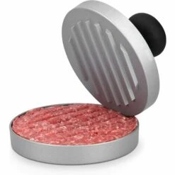 MACARON Presse à Hamburger - Presse à Steak Haché 12cm - Appareil à Burger Pour Cuisine Viande Hachée - Fond Amovible - Grill Barbecue Poêle