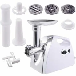 COSTWAY Hachoir à Viande Electrique Machine à Saucisses 1200W Inox Avec 3 Embouts, Classe énergétique A+