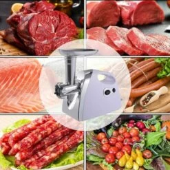 COSTWAY Hachoir à Viande Electrique Machine à Saucisses 1200W Inox Avec 3 Embouts, Classe énergétique A+ -Accessoires de barbecue Soldes 44776410 4