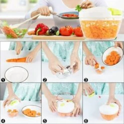 KARTOKNER Hachoir Manuel à Tirer, Hachoir à Légumes, Salade/ail Pour Salsa/pesto/oignons (500 Ml) -Accessoires de barbecue Soldes 45177396 5