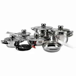 SILVANO Batterie De Cuisine 16 Pièces De Haute Qualité Thermomètre En Acier Inoxydable Intégré -Accessoires de barbecue Soldes 45322278 4