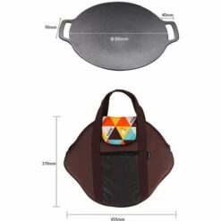 CLS Wok En Fonte Friture Cuisson Gril Rond Plateau De Cuisson Barbecue Gril En Plein Air Pique-Nique Outil De Cuisson Dispositif De Cuisson Pour Le Camping, Ensemble B -Accessoires de barbecue Soldes 45636135 4