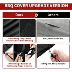 ALMI Housse Barbecue. Housse Bârbecue Gaz Bache De Protection BBQ Couverture 420D Tissu Oxford Étanche Résistant Aux UV Et Aux Larmes. Pour Weber. Holland. Jennair Etc(147x 61x122cm) -Accessoires de barbecue Soldes 45720001 4