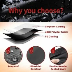 ALMI Housse Barbecue. Housse Bârbecue Gaz Bache De Protection BBQ Couverture 420D Tissu Oxford Étanche Résistant Aux UV Et Aux Larmes. Pour Weber. Holland. Jennair Etc(147x 61x122cm) -Accessoires de barbecue Soldes 45720001 5