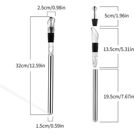 Velaze Refroidisseur De Vin En Acier Inoxydable, AVec Bec Verseur, Bouchon De Bouteille, Décantaeur, Tire-Bouchon, Fonctions 3 En 1 Idéal Pour Champagne, Whisky Et Vin Rouge 2 Velaze Refroidisseur De Vin En Acier Inoxydable, AVec Bec Verseur, Bouchon De Bouteille, Décantaeur, Tire-Bouchon, Fonctions 3 En 1 Idéal Pour Champagne, Whisky Et Vin Rouge â Image 2