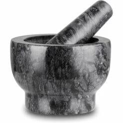 Velaze Mortier Et Pilon Cuisine En Marbre, Pierre Naturelle, Broyeur à Epices Solide Et Durable, Diamètre De 13cm, Emsemble De Mortier, Anthracite