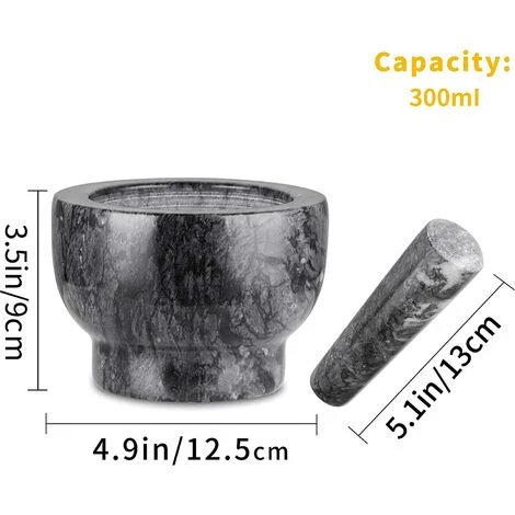 Velaze Mortier Et Pilon Cuisine En Marbre, Pierre Naturelle, Broyeur à Epices Solide Et Durable, Diamètre De 13cm, Emsemble De Mortier, Anthracite 2 Velaze Mortier Et Pilon Cuisine En Marbre, Pierre Naturelle, Broyeur à Epices Solide Et Durable, Diamètre De 13cm, Emsemble De Mortier, Anthracite – Image 2