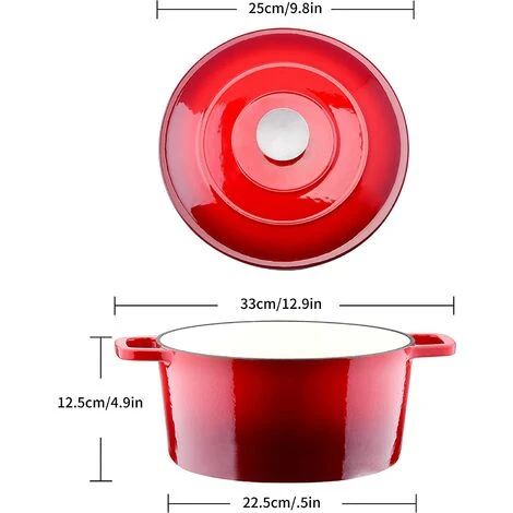 Velaze Cocotte En Fonte, Casserole Faitout Fonte Émaillée, ReVêtement Antiadhésif, Marmite En Fonte AVec CouVercle Bon Scellement, Diamètre De 25cm, Tous Feux Dont Induction, Pot à Soupe En Fonte - 5L 2 Velaze Cocotte En Fonte, Casserole Faitout Fonte Émaillée, ReVêtement Antiadhésif, Marmite En Fonte AVec CouVercle Bon Scellement, Diamètre De 25cm, Tous Feux Dont Induction, Pot à Soupe En Fonte - 5L – Image 2