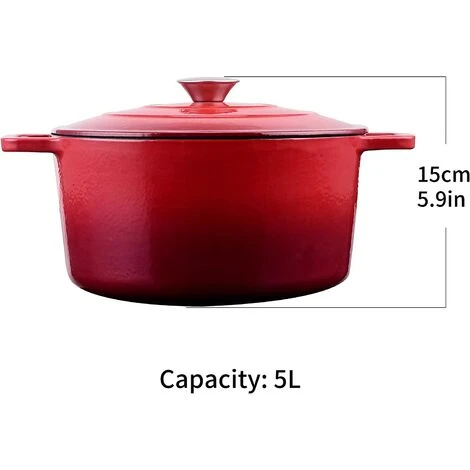 Velaze Cocotte En Fonte, Casserole Faitout Fonte Émaillée, ReVêtement Antiadhésif, Marmite En Fonte AVec CouVercle Bon Scellement, Diamètre De 25cm, Tous Feux Dont Induction, Pot à Soupe En Fonte - 5L 3 Velaze Cocotte En Fonte, Casserole Faitout Fonte Émaillée, ReVêtement Antiadhésif, Marmite En Fonte AVec CouVercle Bon Scellement, Diamètre De 25cm, Tous Feux Dont Induction, Pot à Soupe En Fonte - 5L – Image 3