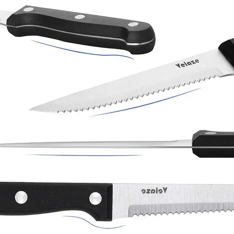 Velaze Couteau à Steak Couteaux De Table De 6 Pièces, Lames En Acier Inoxydable, Couteaux à Filet Couteaux De Cuisine ConVient Tous Plats De Viande - 6 Pièces 3 Velaze Couteau à Steak Couteaux De Table De 6 Pièces, Lames En Acier Inoxydable, Couteaux à Filet Couteaux De Cuisine ConVient Tous Plats De Viande - 6 Pièces – Image 3