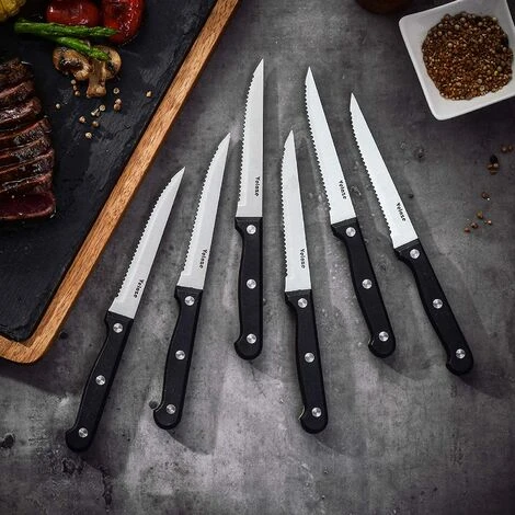Velaze Couteau à Steak Couteaux De Table De 6 Pièces, Lames En Acier Inoxydable, Couteaux à Filet Couteaux De Cuisine ConVient Tous Plats De Viande - 6 Pièces 5 Velaze Couteau à Steak Couteaux De Table De 6 Pièces, Lames En Acier Inoxydable, Couteaux à Filet Couteaux De Cuisine ConVient Tous Plats De Viande - 6 Pièces – Image 5