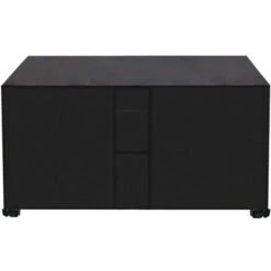 DENUOTOP Noir Housse De Table Jardin Rectangulaire Housse Salon De Jardin Imperméable, 420D Anti-UV Housse De Protection Salon Bache Table Exterieur Avec PoignéE De Transport Et FenêTre De Ventilation—130*130*74CM
