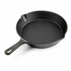 WILTEC Poêle En Fonte Feu De Bois Ø25cm Poignée Tous Types Cuisinière Outdoor Extérieure Effet Antiadhésif