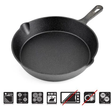 WILTEC Poêle En Fonte Feu De Bois Ø25cm Poignée Tous Types Cuisinière Outdoor Extérieure Effet Antiadhésif 3 WILTEC Poêle En Fonte Feu De Bois Ø25cm Poignée Tous Types Cuisinière Outdoor Extérieure Effet Antiadhésif – Image 3