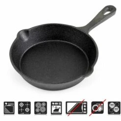 WILTEC Poêle En Fonte Feu De Bois Ø16cm Poignée Tous Types Cuisinière Outdoor Extérieure Effet Antiadhésif 7 WILTEC Poêle En Fonte Feu De Bois Ø16cm Poignée Tous Types Cuisinière Outdoor Extérieure Effet Antiadhésif -Accessoires de barbecue Soldes 46520122 3