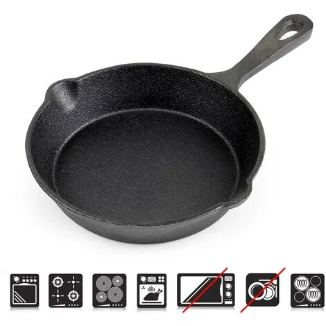WILTEC Poêle En Fonte Feu De Bois Ø16cm Poignée Tous Types Cuisinière Outdoor Extérieure Effet Antiadhésif 3 WILTEC Poêle En Fonte Feu De Bois Ø16cm Poignée Tous Types Cuisinière Outdoor Extérieure Effet Antiadhésif – Image 3