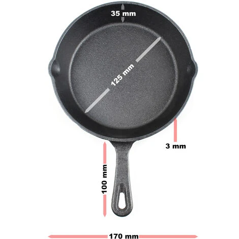 WILTEC Poêle En Fonte Feu De Bois Ø16cm Poignée Tous Types Cuisinière Outdoor Extérieure Effet Antiadhésif 5 WILTEC Poêle En Fonte Feu De Bois Ø16cm Poignée Tous Types Cuisinière Outdoor Extérieure Effet Antiadhésif – Image 5