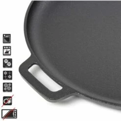 WILTEC Poêle En Fonte Feu De Bois Ø35cm Tous Types Cuisinière Outdoor Extérieure Effet Antiadhésif -Accessoires de barbecue Soldes 46520135 3