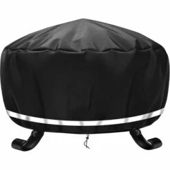 TINOR Housse De Protection Pour BraséRos Barbecue ImperméAble Rond,Coupe-Vent, RéSistant Aux UV, RéSistant à La DéChirure,Tissu Oxford 600D Housse Pour Foyer Barbecue,Housses Pour BraséRos (ø77x31cm)-Noir