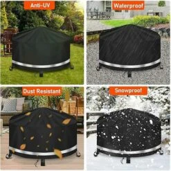 TINOR Housse De Protection Pour BraséRos Barbecue ImperméAble Rond,Coupe-Vent, RéSistant Aux UV, RéSistant à La DéChirure,Tissu Oxford 600D Housse Pour Foyer Barbecue,Housses Pour BraséRos (ø77x31cm)-Noir -Accessoires de barbecue Soldes 46790218 5