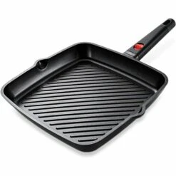 MVPOWER Poêle à Grill 28 X 28 Cm Induction, Poêle à Steak Avec Poignée Amovible, Poêle à Revêtement Antiadhésif, Sans PFOA, Pour Tous Types De Plaques, Noir