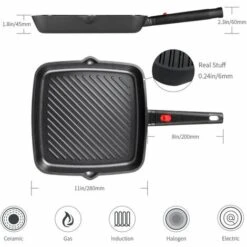 MVPOWER Poêle à Grill 28 X 28 Cm Induction, Poêle à Steak Avec Poignée Amovible, Poêle à Revêtement Antiadhésif, Sans PFOA, Pour Tous Types De Plaques, Noir 8 MVPOWER Poêle à Grill 28 X 28 Cm Induction, Poêle à Steak Avec Poignée Amovible, Poêle à Revêtement Antiadhésif, Sans PFOA, Pour Tous Types De Plaques, Noir -Accessoires de barbecue Soldes 47497399 4