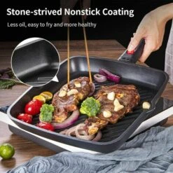 MVPOWER Poêle à Grill 28 X 28 Cm Induction, Poêle à Steak Avec Poignée Amovible, Poêle à Revêtement Antiadhésif, Sans PFOA, Pour Tous Types De Plaques, Noir 9 MVPOWER Poêle à Grill 28 X 28 Cm Induction, Poêle à Steak Avec Poignée Amovible, Poêle à Revêtement Antiadhésif, Sans PFOA, Pour Tous Types De Plaques, Noir -Accessoires de barbecue Soldes 47497399 5