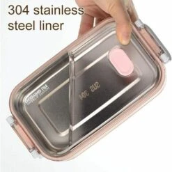 TINOR 2 Couches Boîte à Lunch En Acier Inoxydable Portable Thermique Boîtes à Bento Boîte à Lunch Isolée Lunch Box Isotherme Conteneurs De Stockage Des Aliments Pour École Bureau 1.6L Bleu -Accessoires de barbecue Soldes 48012790 3