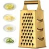 KARTOKNER 2 Pcs Kitchen Râpe à Fromage, Râpe à Boîte En Acier Inoxydable - Râpe Sur 4 Côtés Avec Poignée En Métal Pour Parmesan Râpé, Légumes, Gingembre Et Fruits(Doré)