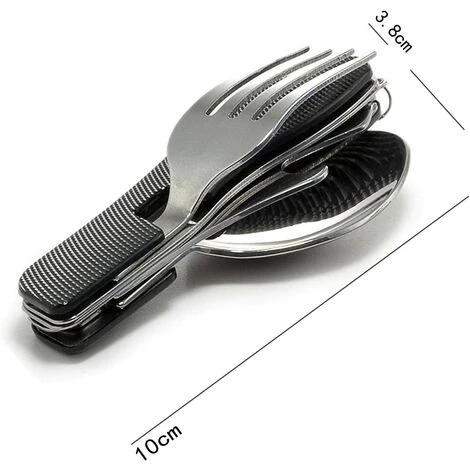 LONGZIMING Couverts De Voyage 2 Pièces Set Portable 4 En 1 Plats Molette Couteau à Poignée En Aluminium, Fourchette, Cuillère, Ouvre-Bouteille 4 LONGZIMING Couverts De Voyage 2 Pièces Set Portable 4 En 1 Plats Molette Couteau à Poignée En Aluminium, Fourchette, Cuillère, Ouvre-Bouteille – Image 4