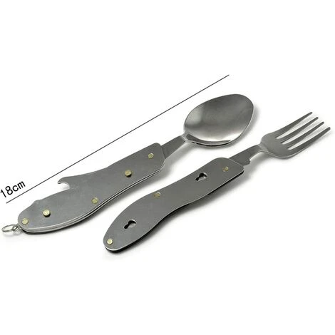 LONGZIMING Couverts De Voyage 2 Pièces Set Portable 4 En 1 Plats Molette Couteau à Poignée En Aluminium, Fourchette, Cuillère, Ouvre-Bouteille 5 LONGZIMING Couverts De Voyage 2 Pièces Set Portable 4 En 1 Plats Molette Couteau à Poignée En Aluminium, Fourchette, Cuillère, Ouvre-Bouteille – Image 5