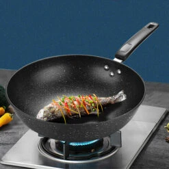 LANGRAY Poêle à Frire Antiadhésive 30 Cm, Revêtement De Granit, Poele Antiadhesive 28CM Casseroles En Pierre, Poeles Induction(φ30cm) -Accessoires de barbecue Soldes 49309596 3